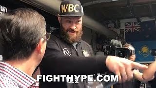 WOW TYSON FURY KICKS REPORTER OUT OF WORKOUT FOR BEING A HATER quotGET HIM OUT OF HEREquot [upl. by Casey105]