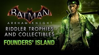 Batman Arkham Knight  Riddler Trophies  Founders Island [upl. by Dahs]