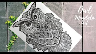 Mandala art for beginners  Mandala art Owl  Owl Mandala [upl. by Atikahs70]