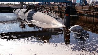 Norfolk Naval Shipyard Undocks USS Pasadena SSN 752 [upl. by Jemena]