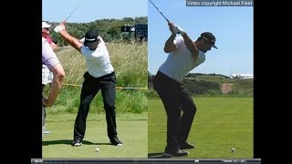 Jon Rahm golf swing  Long Iron faceon amp downtheline July 2017 [upl. by Eirok]