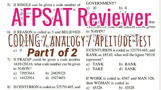 AFPSAT Reviewer  CODE number Aptitude Test Analogy part1 of 2 [upl. by Lucius511]