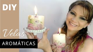 Como hacer VELAS AROMÁTICAS paso a paso decoradas con DÉCOUPAGE [upl. by Naeloj]