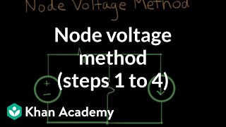 Node voltage method steps 1 to 4  Circuit analysis  Electrical engineering  Khan Academy [upl. by Ardnosac]