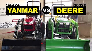 Comparison  John Deere 3032E Vs Yanmar SA424  Compact Tractors [upl. by Ahsiekin]