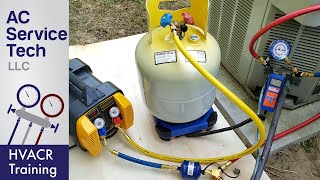 HVAC Refrigerant Recovery Machine Hose Tank amp Tool Setup and Procedure [upl. by Ettelracs831]