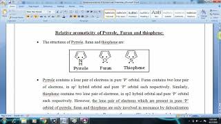 Pyrrole Furan Thiophene [upl. by Ecyrb]