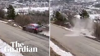 Ott Tanak walks away after dramatic crash in Monte Carlo Rally [upl. by Zsazsa728]