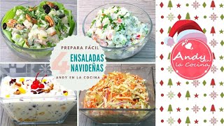 4 Ensaladas Navideñas DELICIOSAS Andy en la Cocina [upl. by Ileane]