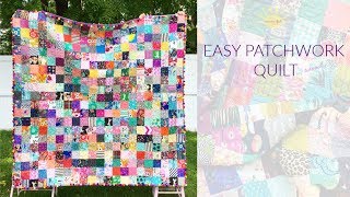 Easy Patchwork Quilt tutorial [upl. by Cioban]