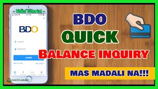 BDO Quick Balance Inquiry How to Enable BDO Online QUICK BALANCE  Mas Madali magcheck ng Balance [upl. by Roswald]