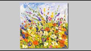 Acrylic Wildflower Painting Palette Knife painting [upl. by Holli]