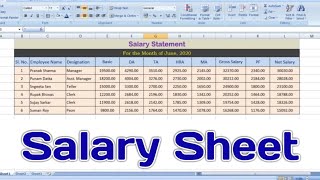 How To Create Salary Chart In Microsoft Excel  Salary Sheet in Excel [upl. by Loredana]