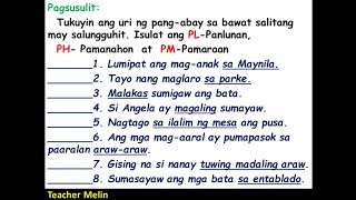 PANGABAY Panlunan Pamanahon Pamaraan Pagsusulit [upl. by Lladnar702]