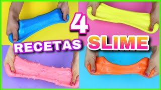 4 RECETAS PARA HACER SLIME  SLIME FÁCIL Y SIN BÓRAX  NatyGloss [upl. by Lutero]