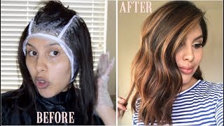 DIY HIGHLIGHTS USING CAP Revlon Frost amp Glow Highlighting Kit [upl. by Ermine435]