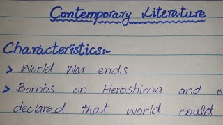 Characteristics of Contemporary Literature [upl. by Ecyob548]