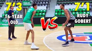 73 16year old Victor Wembanyama vs 71 Rudy Gobert [upl. by Ahsini]