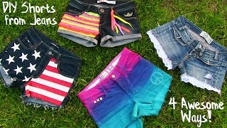 DIY Clothes 4 DIY Shorts Projects from Jeans Easy [upl. by Noletta]