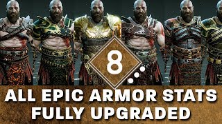 God of War  All Epic Armor Sets  Fully Upgraded Stats Showcase and How to Get The Best Epic Armor [upl. by Covell]