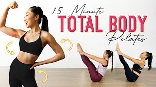 15 Minute Full Body Pilates  thighs arms obliques [upl. by Affer]