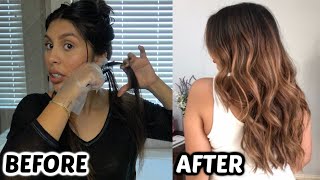 USING A HIGHLIGHTING COMB At Home Balayage Highlights Dark to Light Transformation [upl. by Oemor]