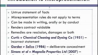 Misrepresentation Lecture 1 of 4 [upl. by Jessa96]