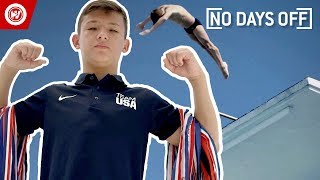 14YearOld Does INSANE Diving Tricks  No Days Off [upl. by Ahsiea]