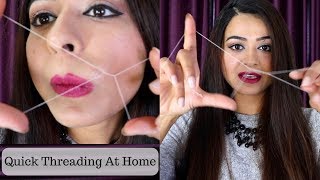 How to do painless threading by your own  upper lips threading and facial hair removing Tutorial [upl. by Ocinom]