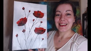 Coquelicots Débutants  Peinture Acrylique Facile [upl. by Sokem400]