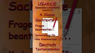 Deutsch 4Klasse Textverständnis Leseprobe Kurztexte Sachtexte PDF Legakulie shorts school [upl. by Johnathon647]