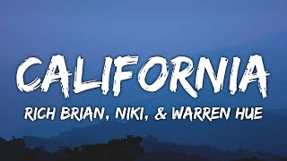 Rich Brian NIKI amp Warren Hue  California Lyrics [upl. by Derdlim962]