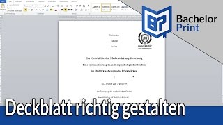 DECKBLATT GESTALTEN  Bachelorarbeit amp Hausarbeit  Word 2010 [upl. by Kifar]