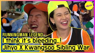 RUNNINGMAN THE LEGEND What happened if JIHYO and KWANGSOO wrestle each other🥊 ENG SUB [upl. by Oswell672]