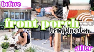 RENOVATING OUR RANCH FIXER UPPER  INSANE FRONT PORCH MAKEOVER  BEFORE AND AFTER  DIY PROJECTS [upl. by Zil]