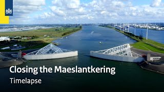 Closing the Dutch Maeslantkering flood defence  Timelapse [upl. by Alfonse]