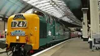 BR Deltic 55022  start horn amp departure at York 16Aug2008 [upl. by Retep]